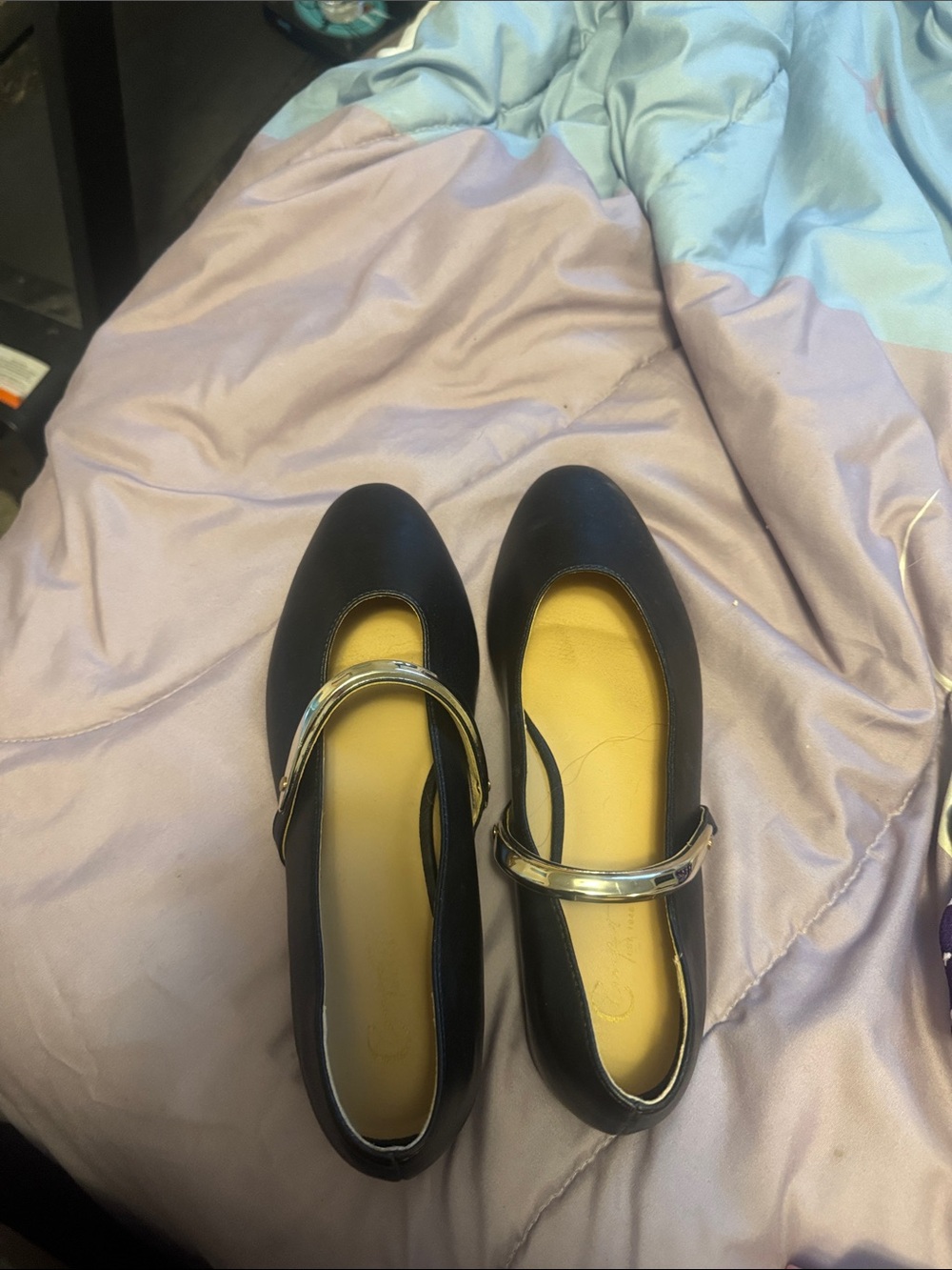 Cato Black Mary Jane Flats with Silver Strap